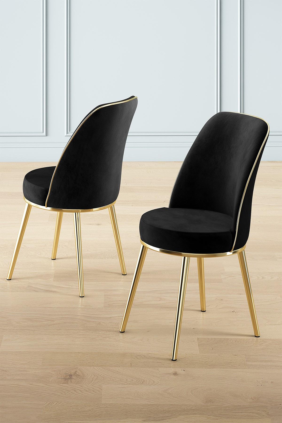 2x Pefa Chair Set Black and Gold 1
