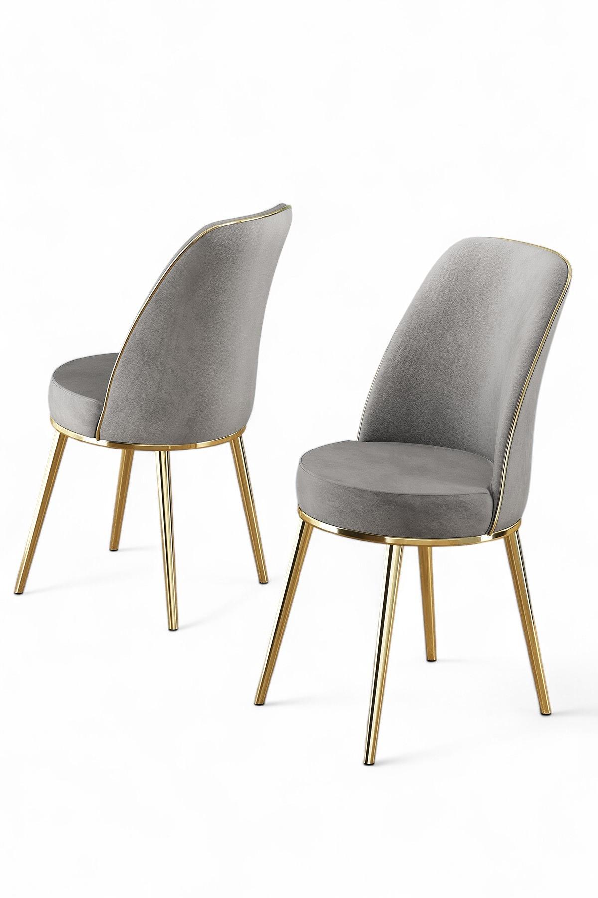 2x Pefa Chair Set Grey and Gold 2