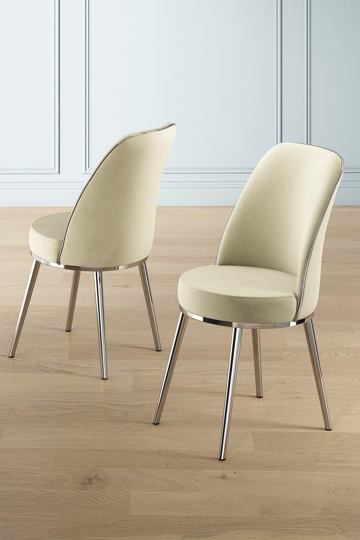 2x Pefa Chair Set Cream and Chrome 1