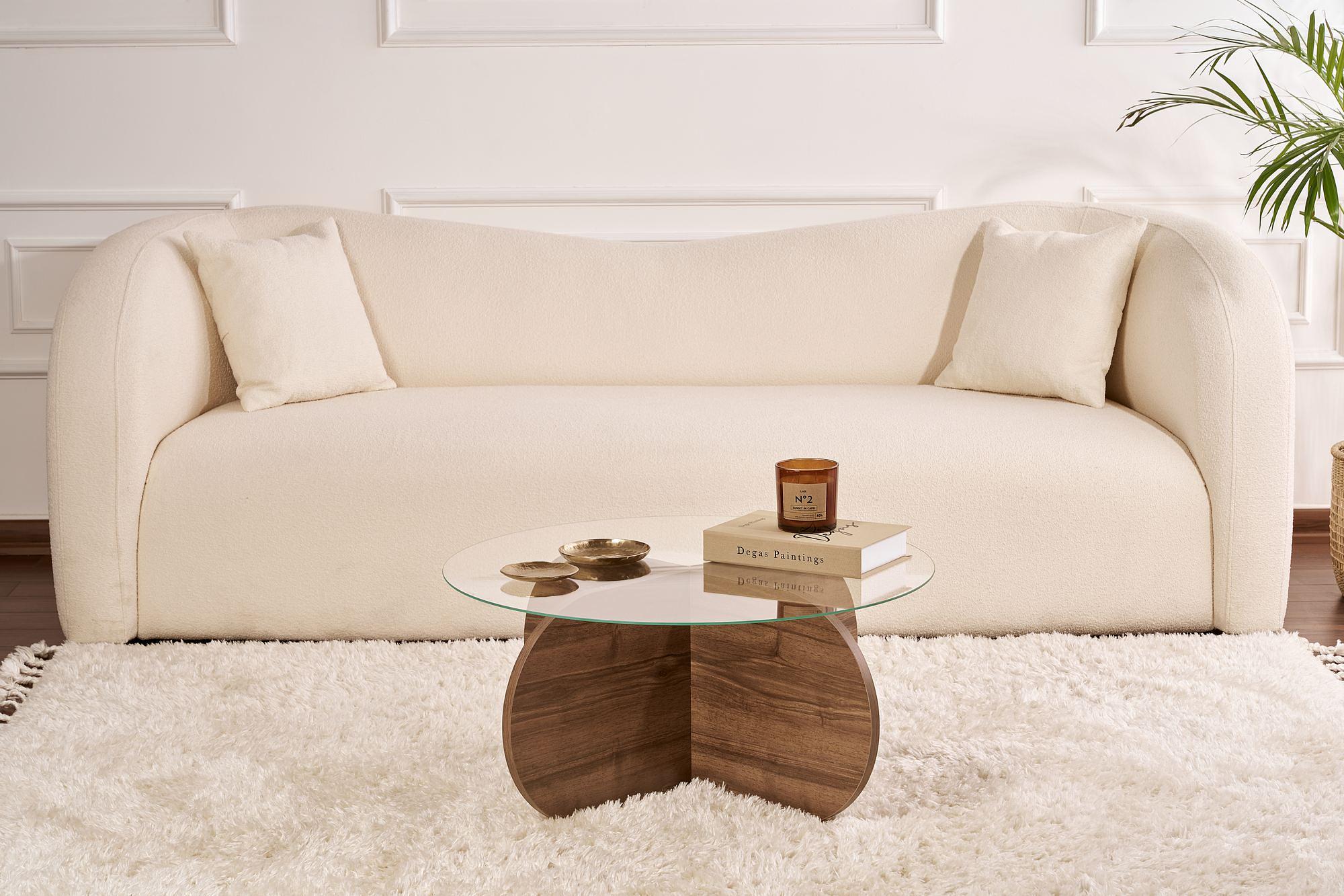 Aeris Couchtisch Walnuss Transparent Ø75cm 2