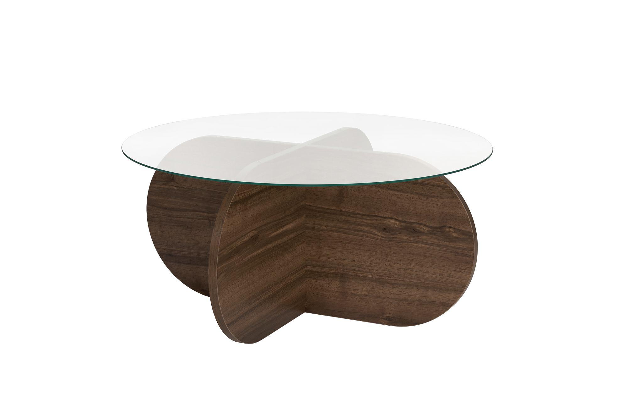 Aeris Coffee table Walnut Transparent Ø75cm 6