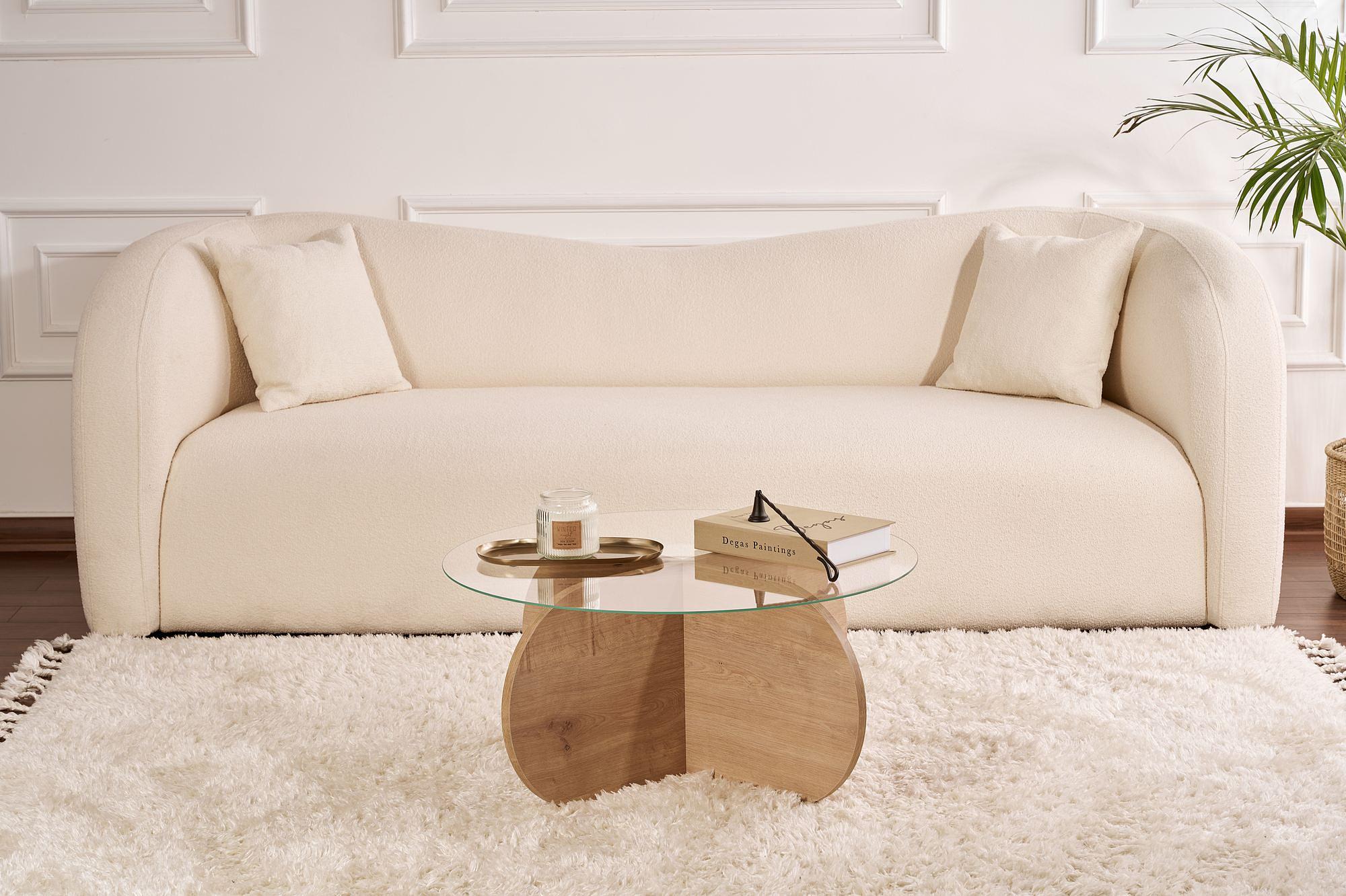 Aeris Coffee table Sapphire Oak Transparent Ø75cm 2