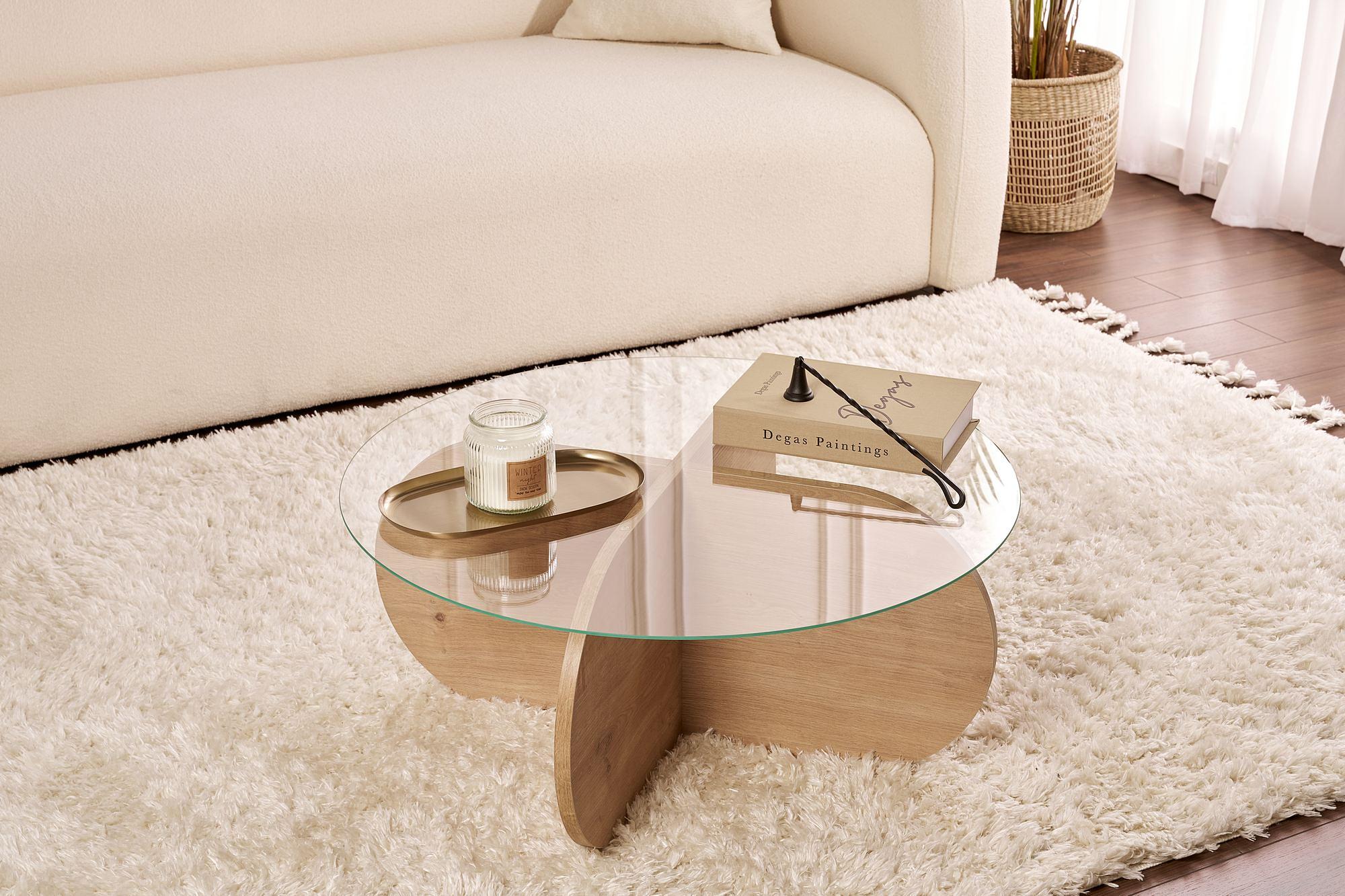 Aeris Coffee table Sapphire Oak Transparent Ø75cm 1