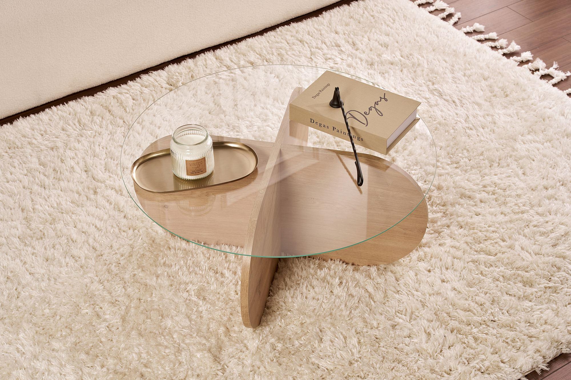 Aeris Coffee table Sapphire Oak Transparent Ø75cm 3