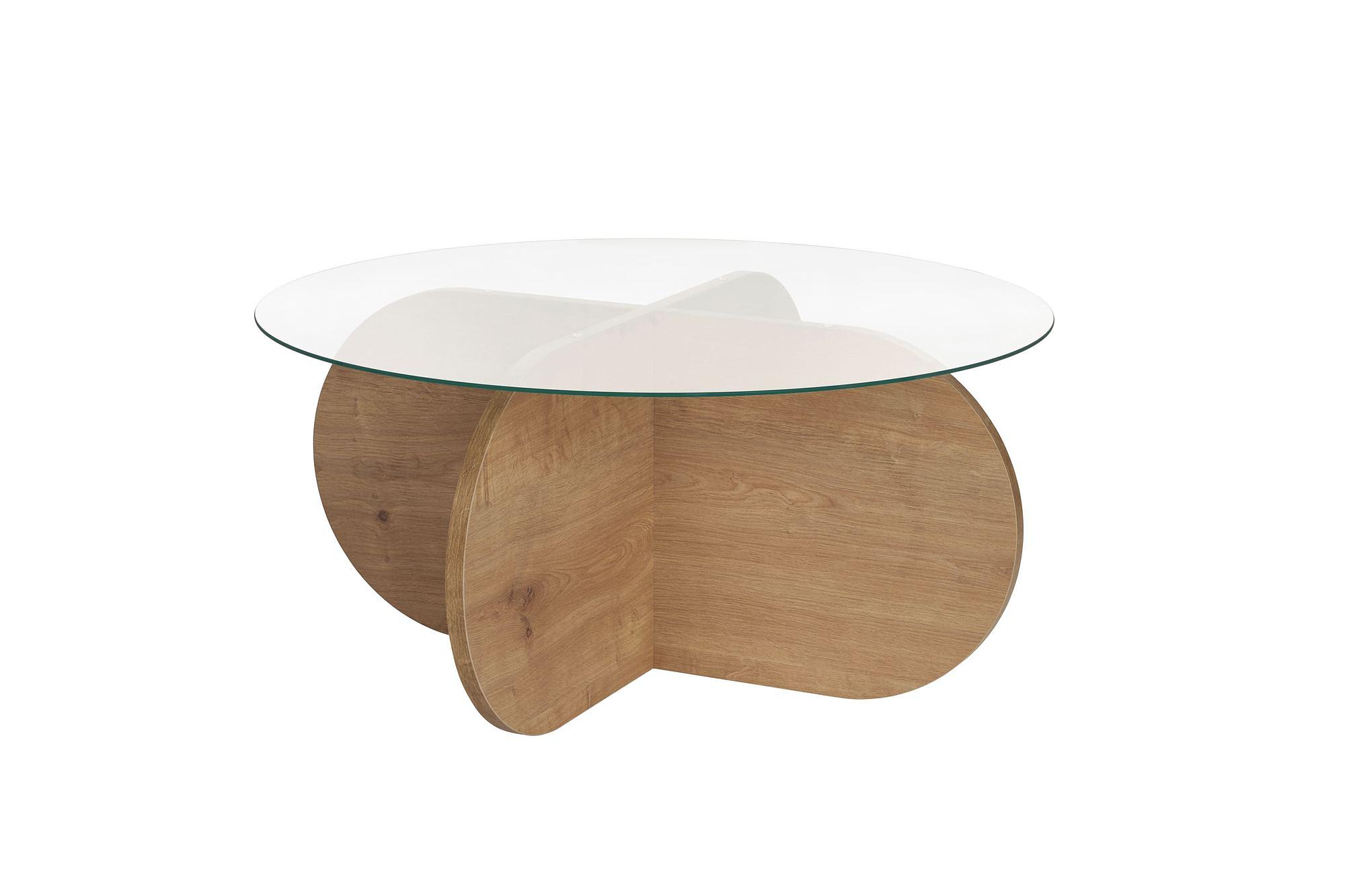 Aeris Couchtisch Saphir Eiche Transparent Ø75cm 6
