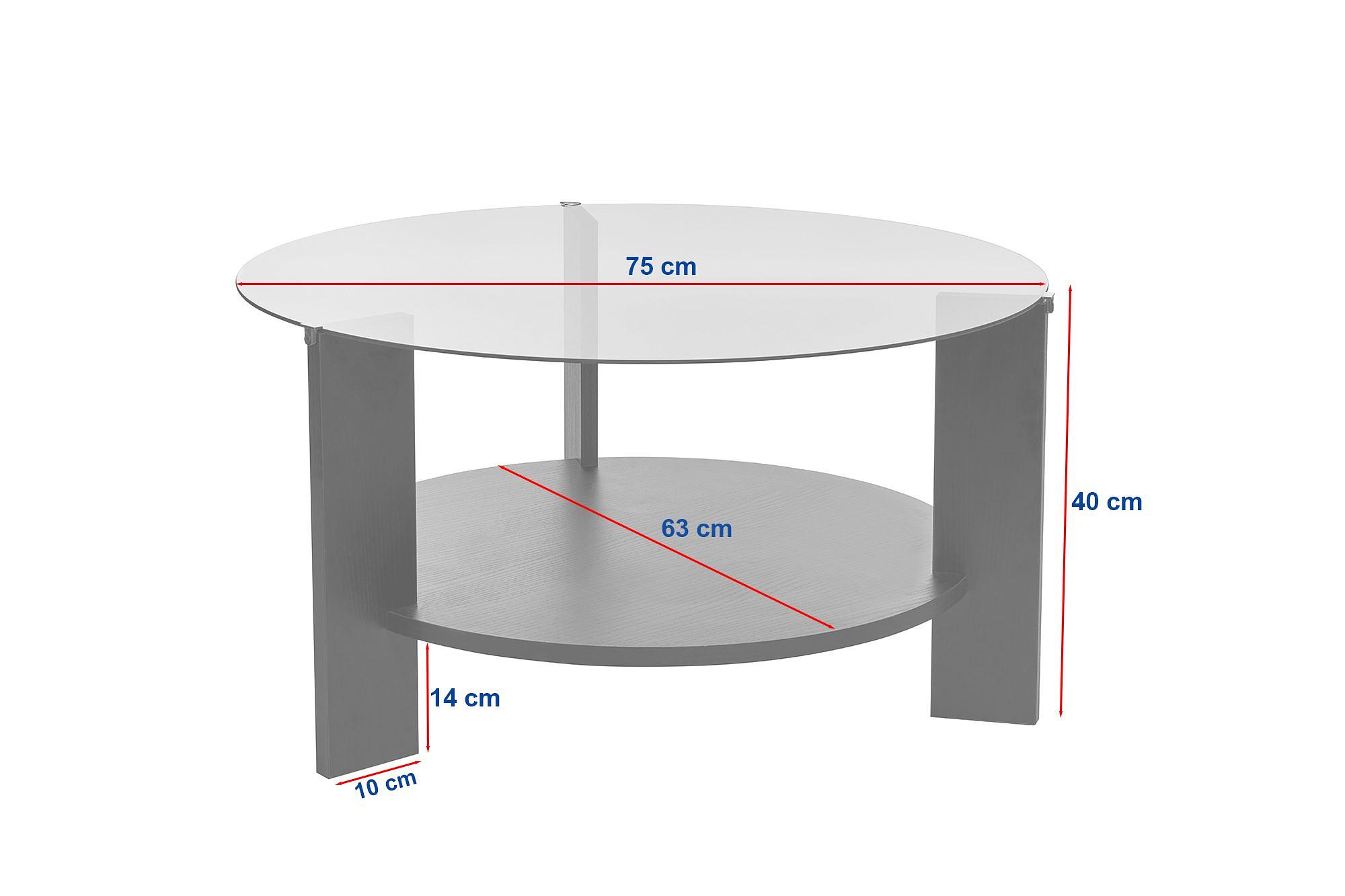 Clara Coffee Table Sapphire Oak Transparent Ø75cm 7