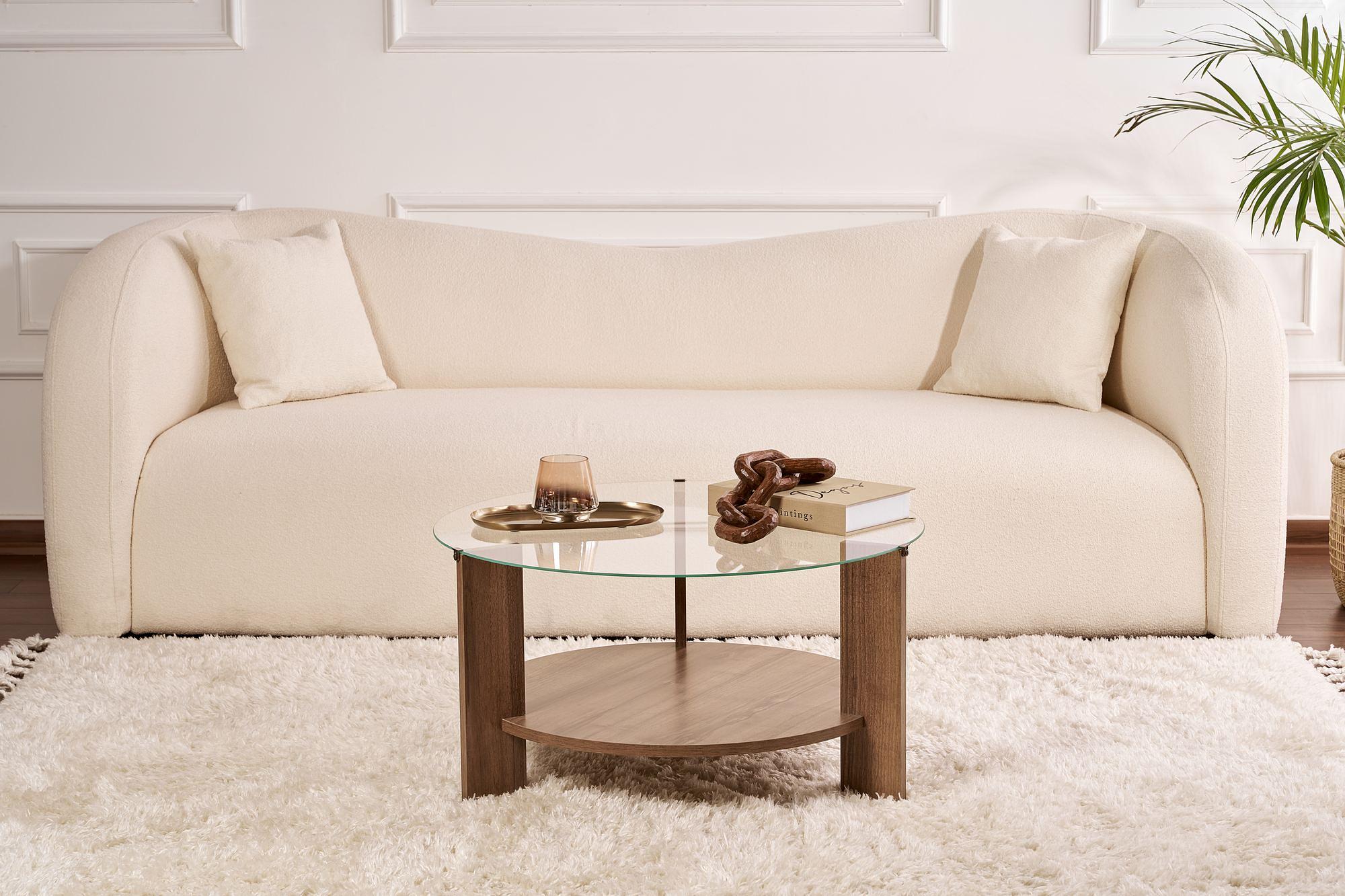 Clara Couchtisch Walnuss Transparent Ø75cm 2
