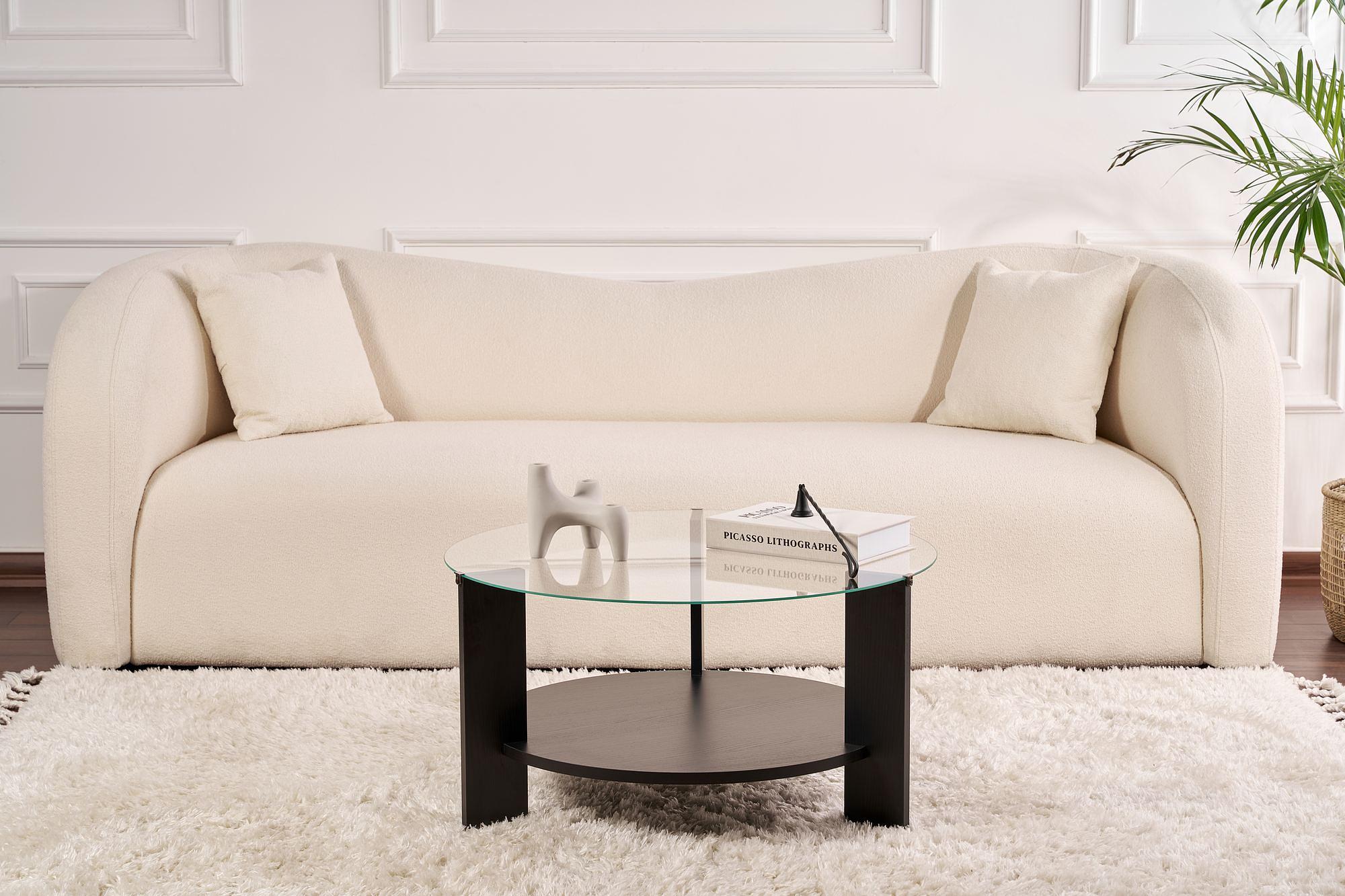 Clara Couchtisch Holzschwarz Transparent Ø75cm 2