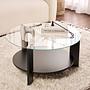 Clara Couchtisch Holzschwarz Transparent Ø75cm 1
