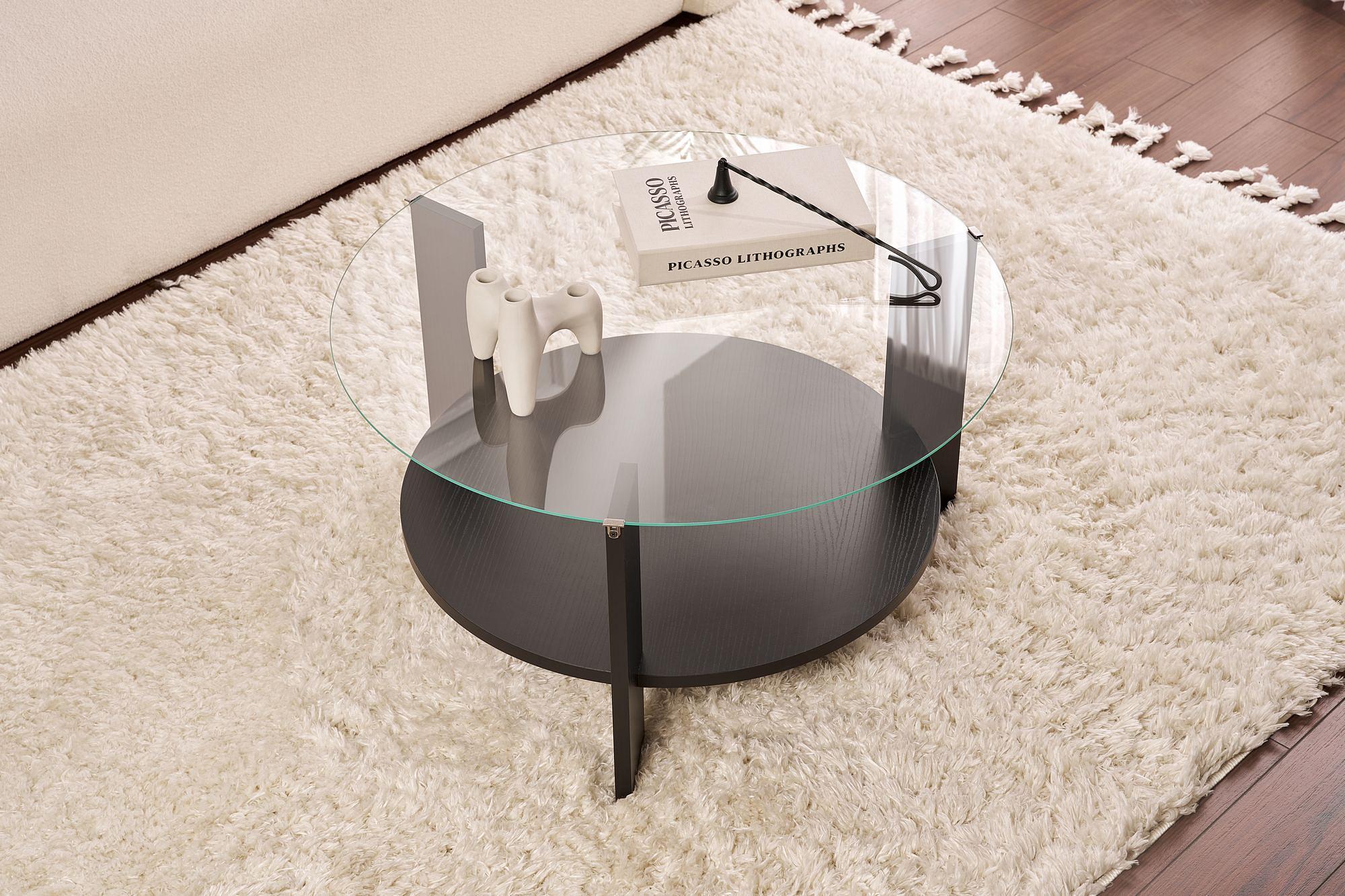 Clara Coffee table Woodblack Transparent Ø75cm 3