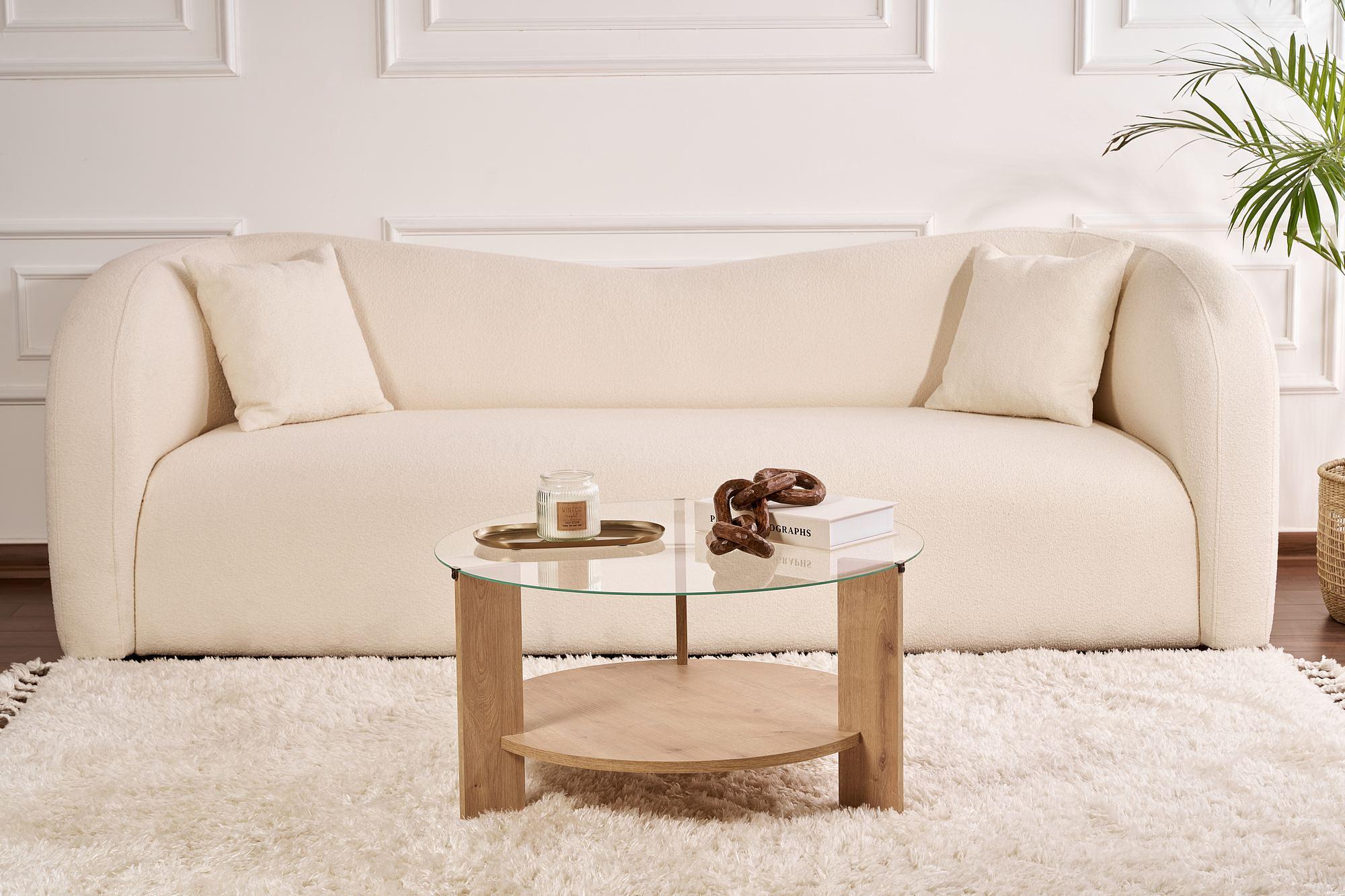 Clara Couchtisch Saphir Eiche Transparent Ø75cm 2