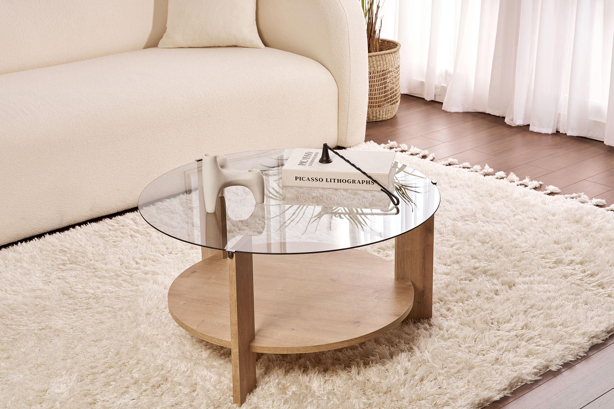 Clara Couchtisch Saphir Eiche Rauch Ø75cm 1