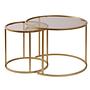 2x Gold Coffee Table Set Gold Transparent Ø80cm Ø60cm Ø42cm 6
