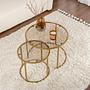 2x Gold Coffee Table Set Gold Transparent Ø80cm Ø60cm Ø42cm 4