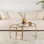 2x Gold Coffee Table Set Gold Transparent Ø80cm Ø60cm Ø42cm 2