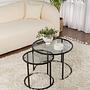 2x Gold Coffee Table Set Gold Transparent Ø80cm Ø60cm Ø42cm 1