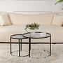 2x Gold Coffee Table Set Gold Transparent Ø80cm Ø60cm Ø42cm 2