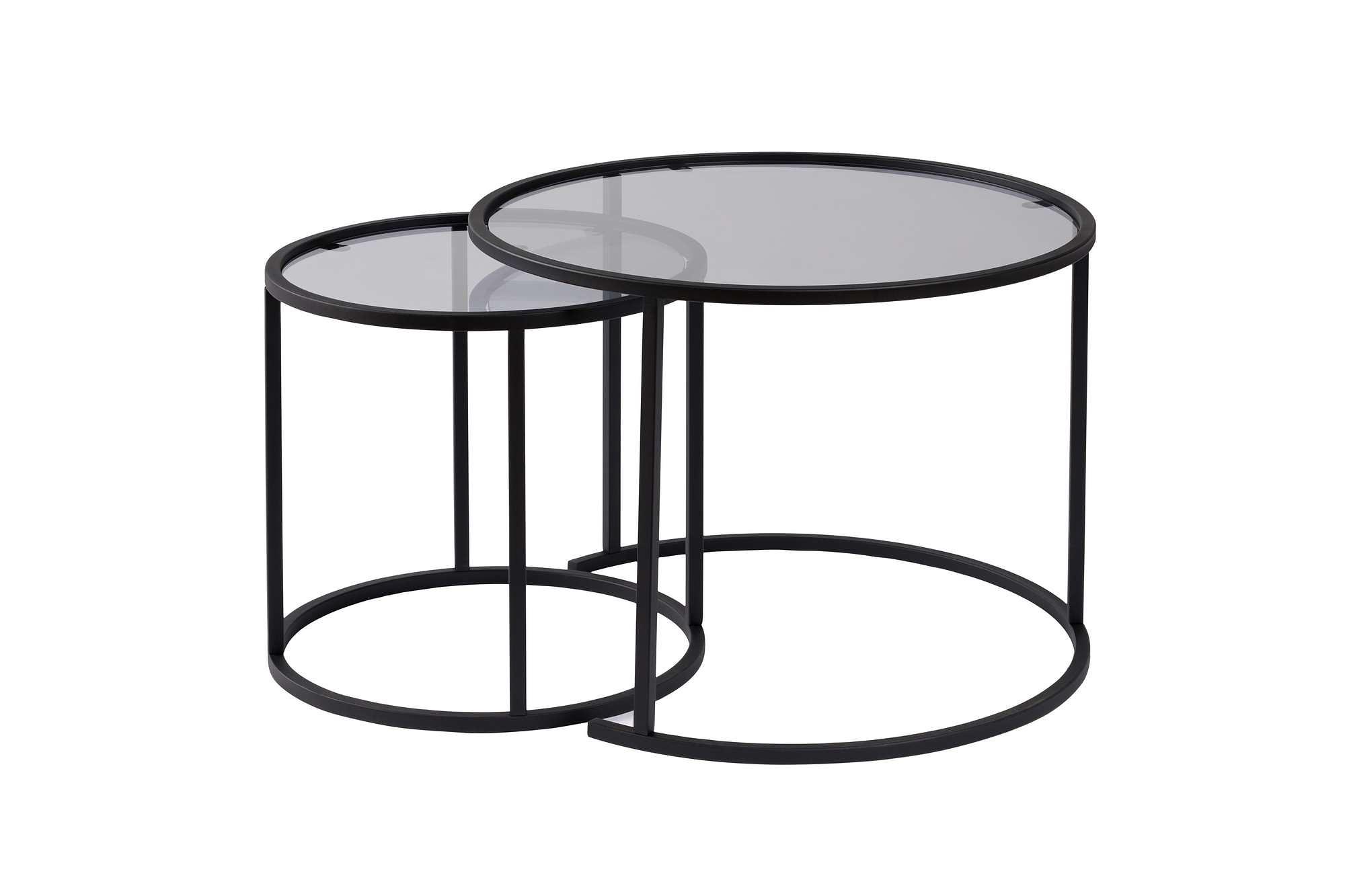 2x Aurum Couchtisch-Set Gold Transparent Ø80cm Ø60cm Ø42cm 6