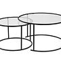 2x Aurum Coffee Table Set Black Transparent Ø80cm Ø60cm 0