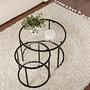 2x Aurum Couchtisch-Set Gold Transparent 80cm Ø60cm Ø42cm 4