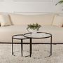2x Gold Coffee Table Set Gold Transparent 80cm Ø60cm Ø42cm 2