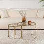 2x Gold Coffee Table Set Gold Transparent Ø80cm Ø60cm Ø42cm 2