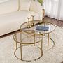 2x Gold Coffee Table Set Gold Bronze Ø80cm Ø60cm 1