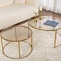 2x Gold Coffee Table Set Gold Bronze Ø80cm Ø60cm 3