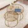 2x Gold Coffee Table Set Gold Bronze Ø80cm Ø60cm 4