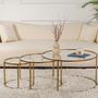 3x Aurum Couchtisch-Set Gold Transparent Ø80cm Ø60cm Ø42cm 2