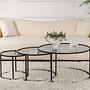 3x Aurum Coffee Table Set Black Grey Ø80cm Ø60cm Ø42cm 2