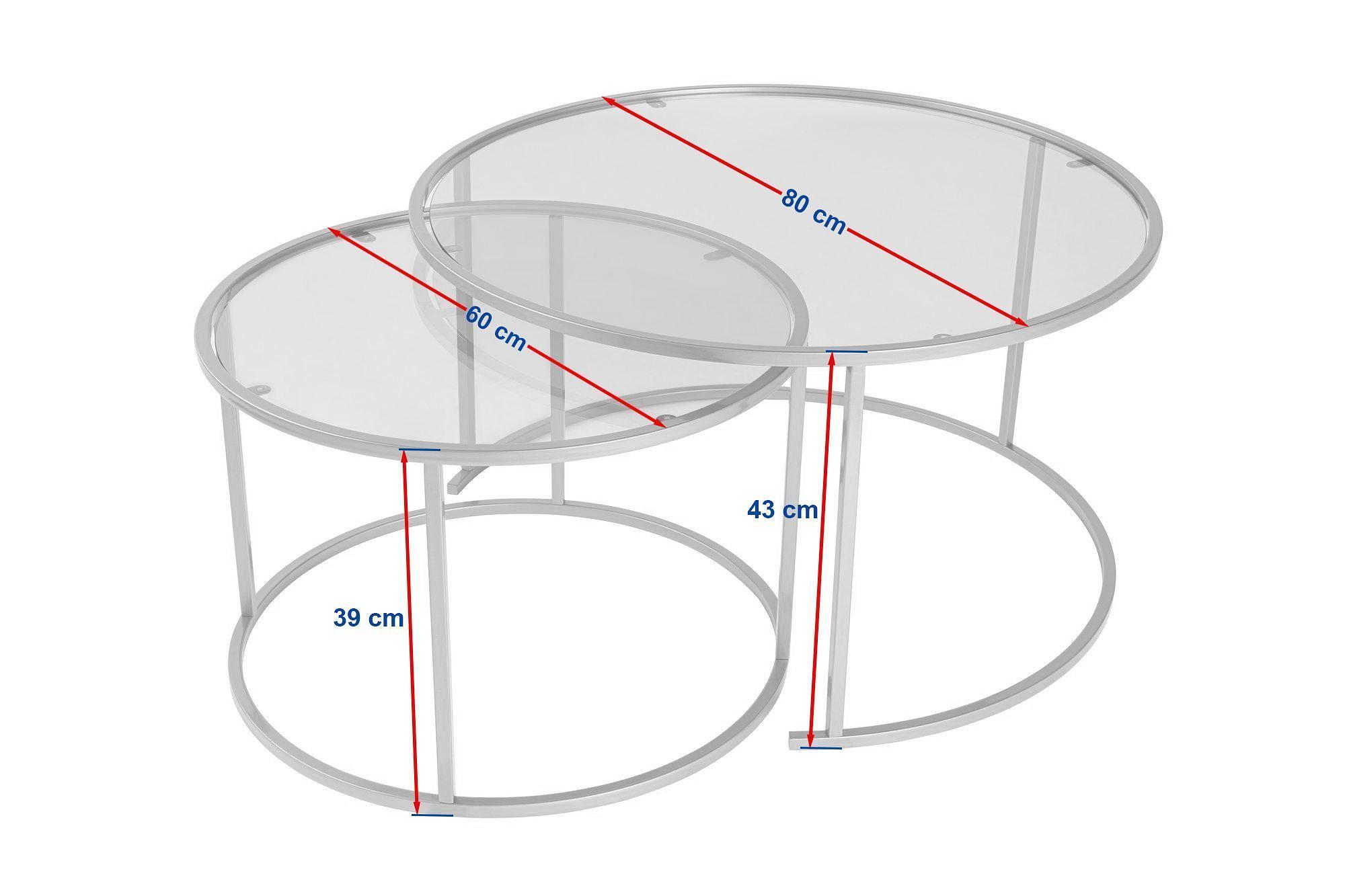 2x Aurum Coffee table set Gold Transparent Ø80cm Ø60cm 7