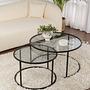 2x Aurum Couchtisch-Set Schwarz Grau Ø80cm Ø60cm 1