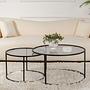 2x Aurum Set di tavolini Nero Grigio Ø80cm Ø60cm 2