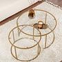 2x Aurum Couchtisch-Set Gold Transparent Ø80cm Ø60cm 4