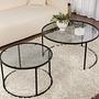 2x Aurum Coffee table set Black Grey Ø80cm Ø60cm 3