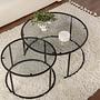 2x Aurum Coffee table set Black Grey Ø80cm Ø60cm 4