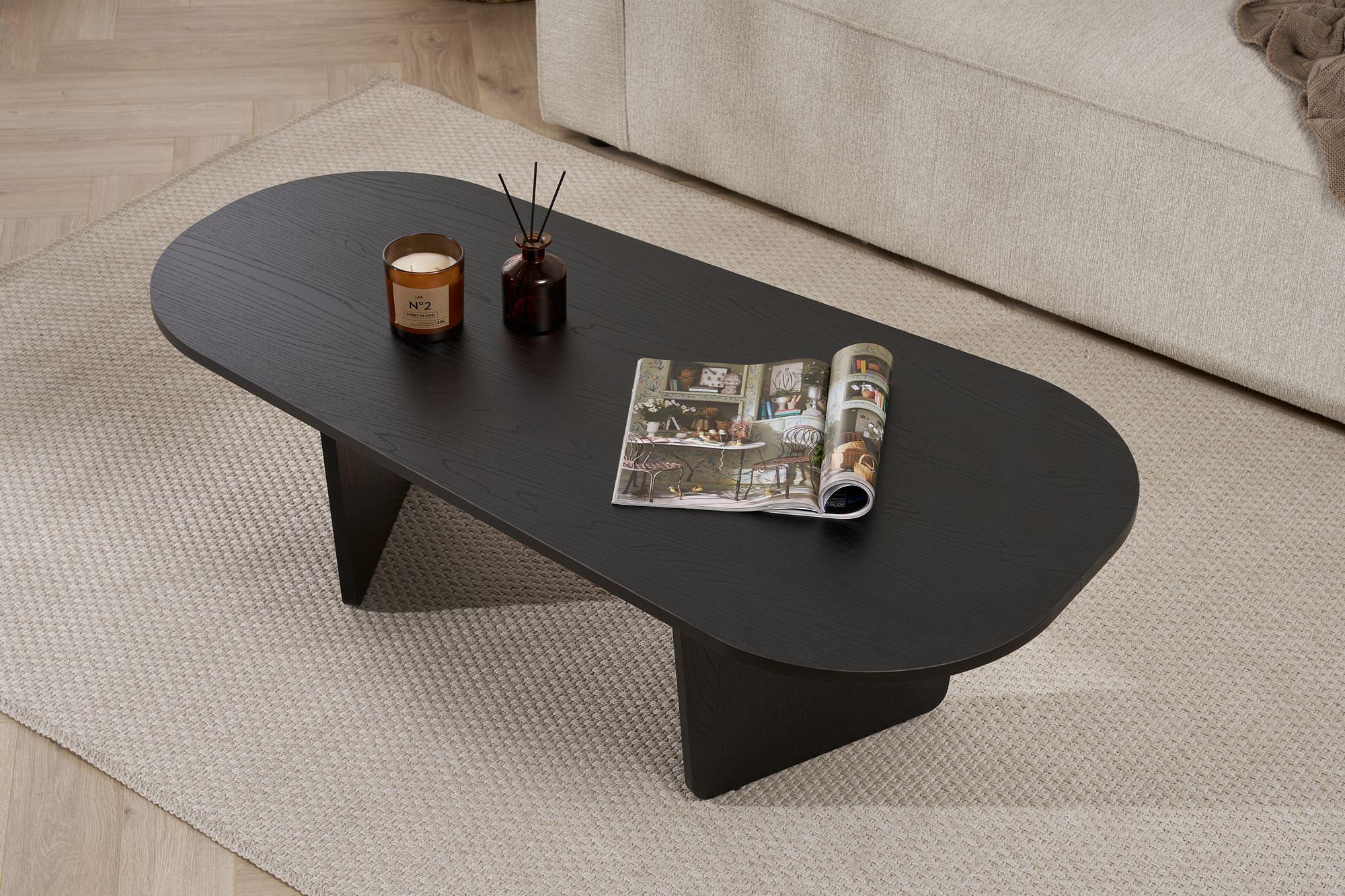 Oval Coffee Table Wood Black 3