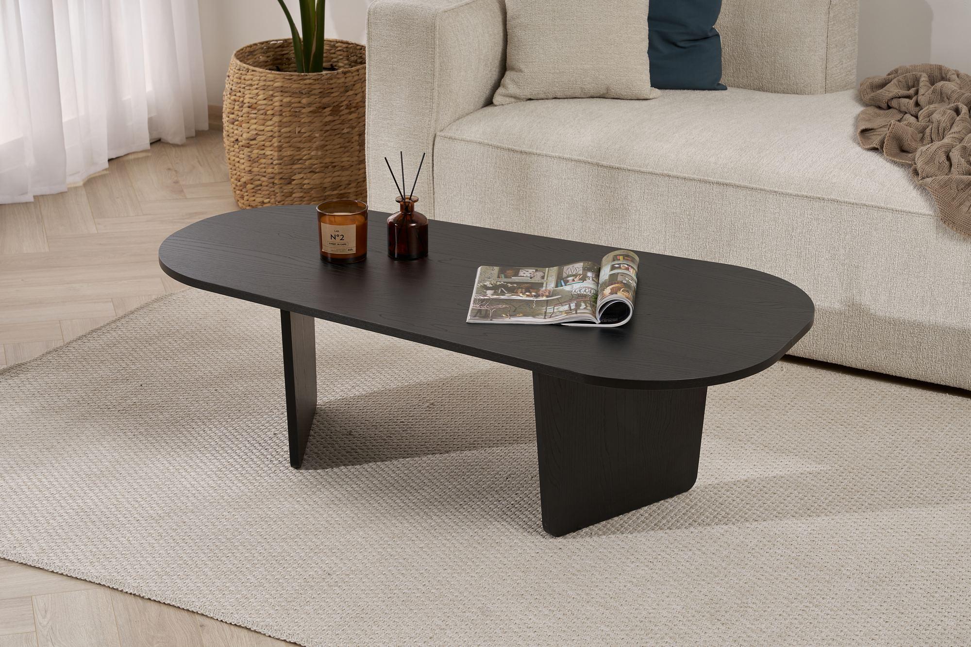 Oval Coffee Table Wood Black 2