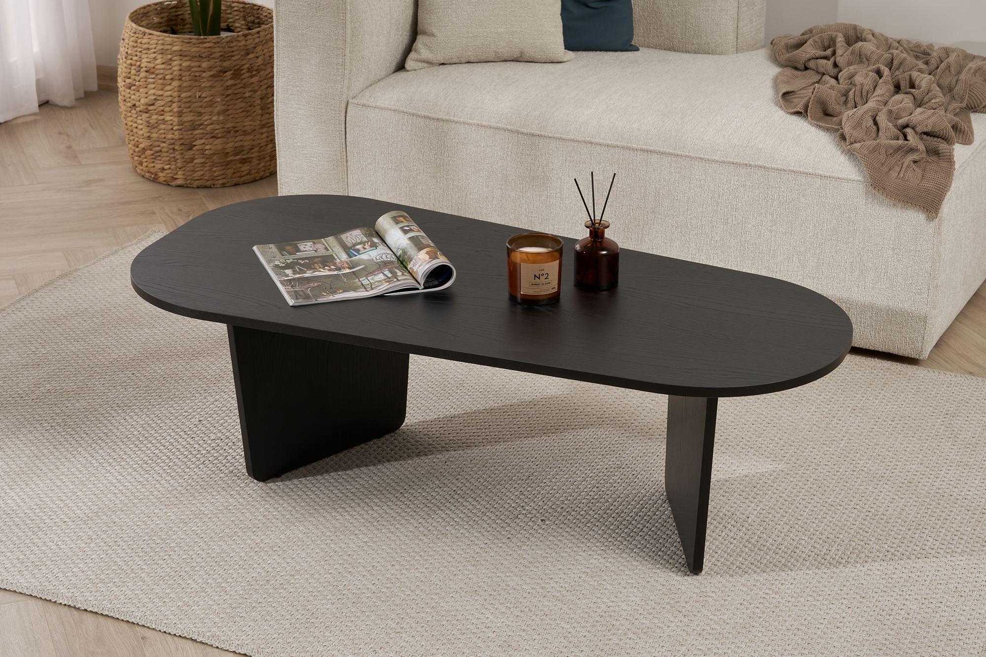 Oval Coffee Table Wood Black 4