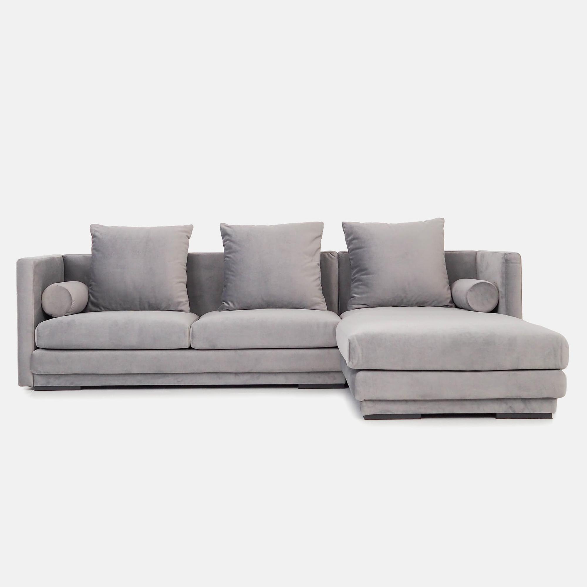 Malmo Ecksofa 3-Sitzer Velour Silber 1