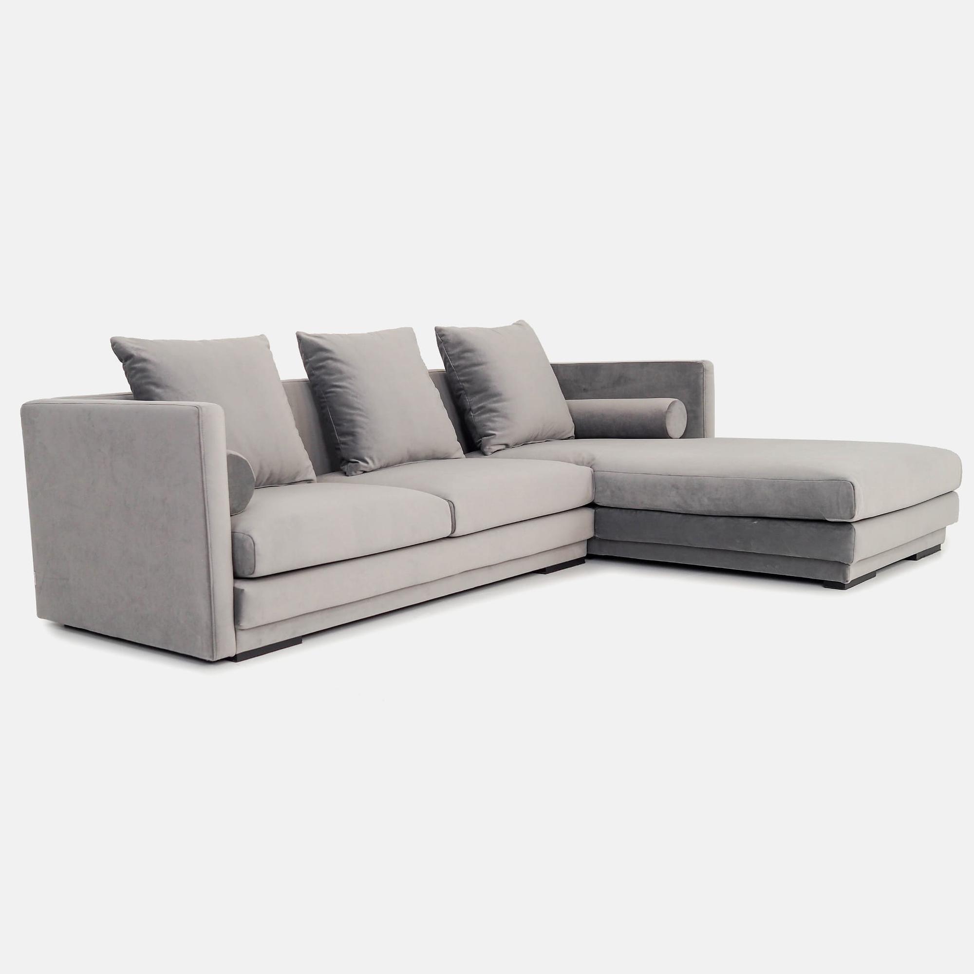 Malmo Ecksofa 3-Sitzer Velour Silber 4
