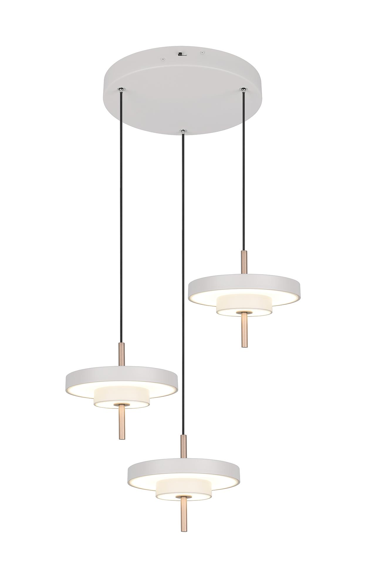Keaton 3-Light LED Pendant Lamp Round Polycarbonate Gray 3
