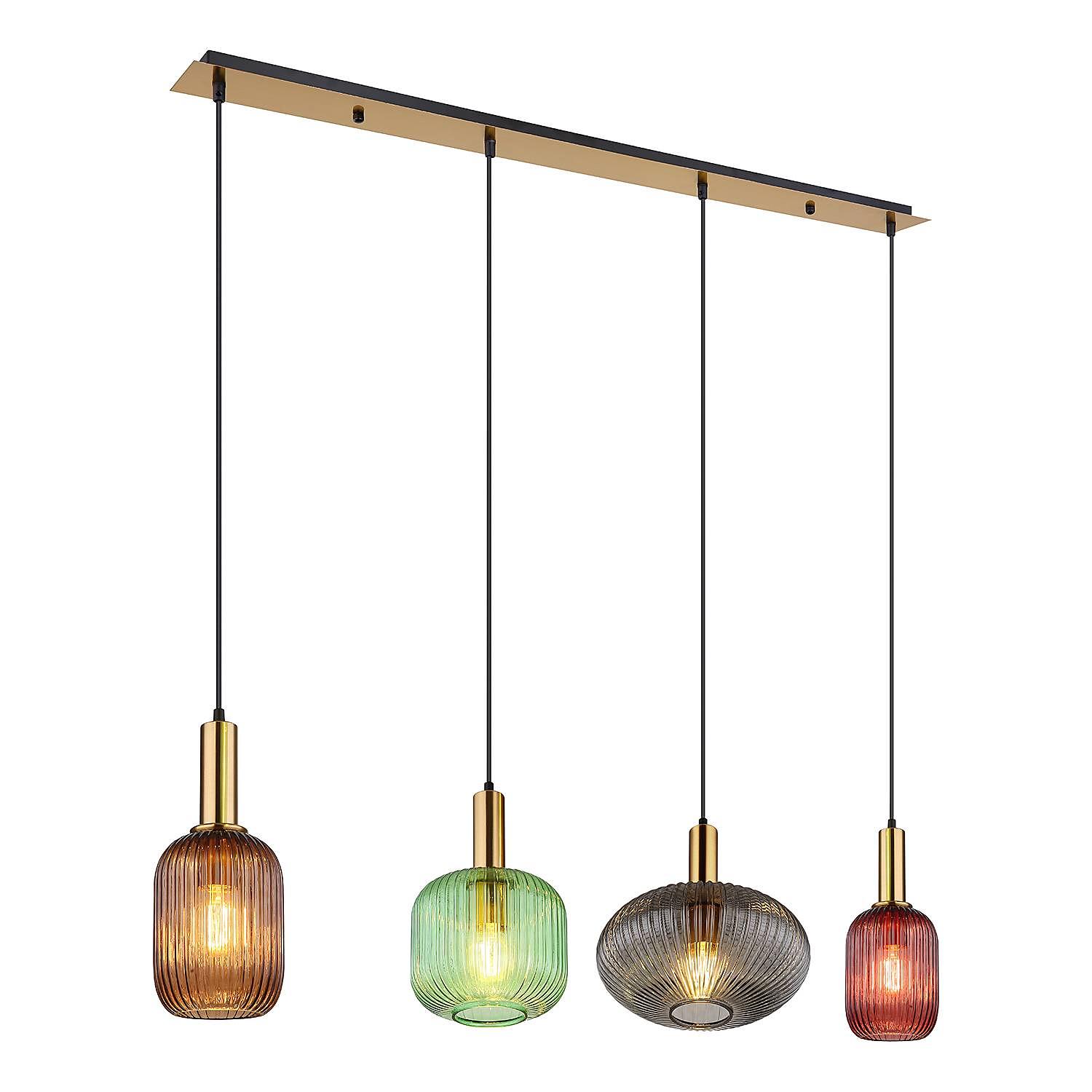 Normy Pendelleuchte 4-Flammig Eisen Farbglas Bunt  4