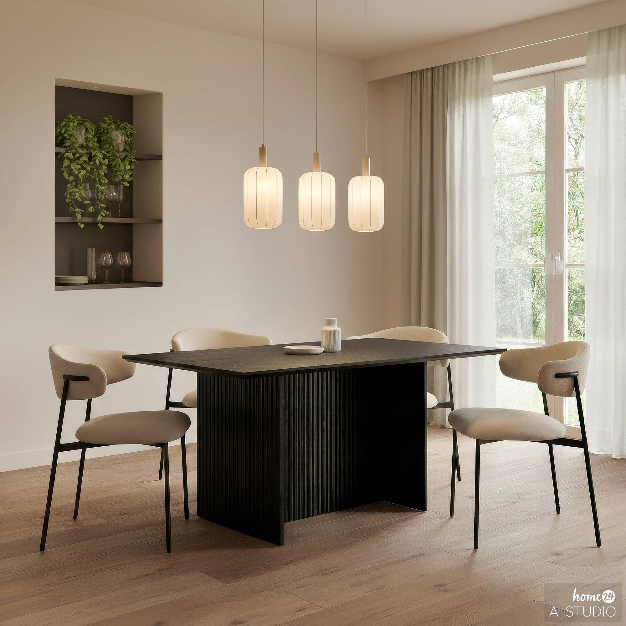 3-Flammig ONI Pendelleuchte Nylon Eisen Beige 2