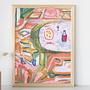 Il Tavolo con Spaghetti Stampa d'arte Multicolore 2