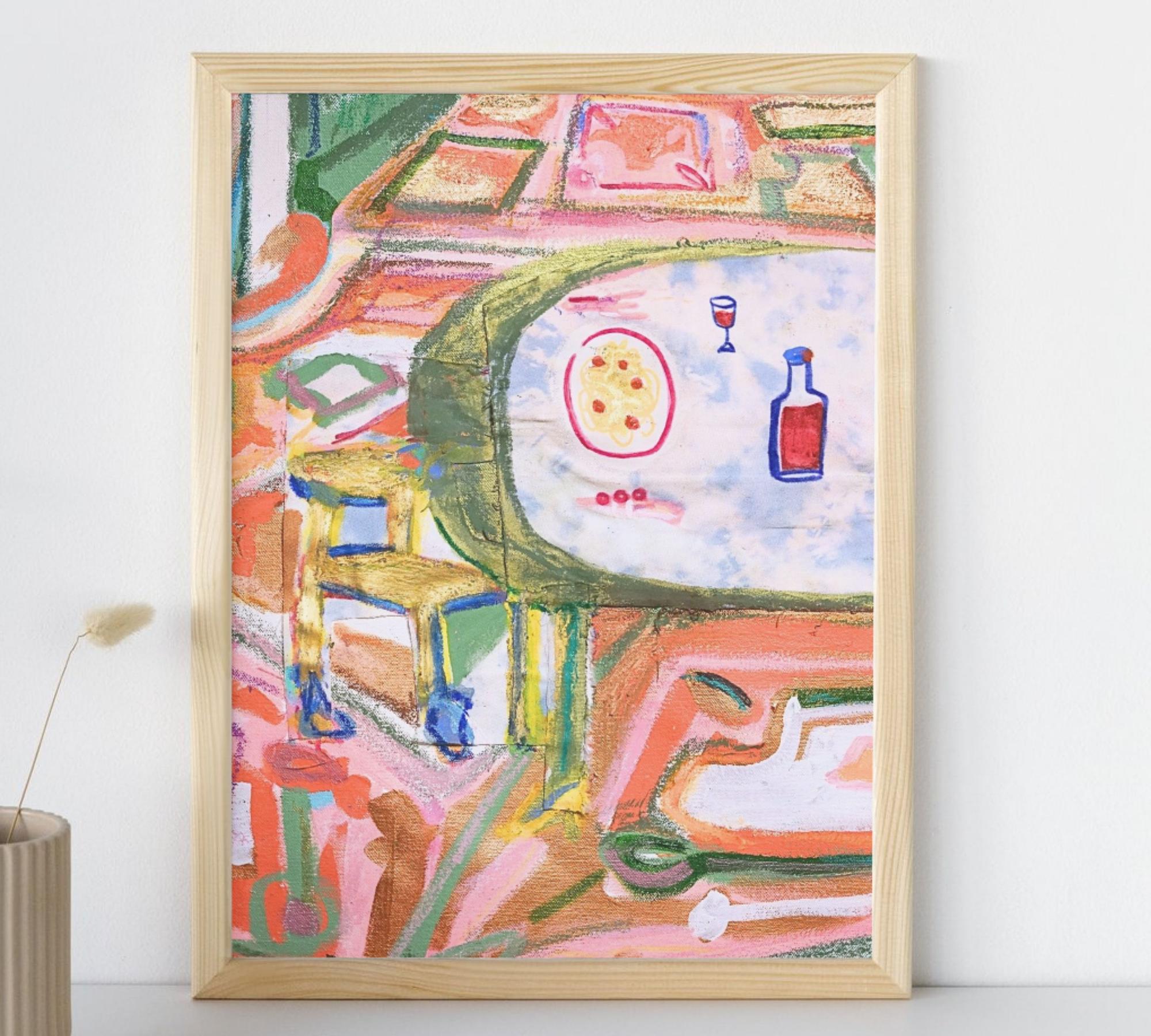 Il Tavolo con Spaghetti Kunstdruck Mehrfarbig 2