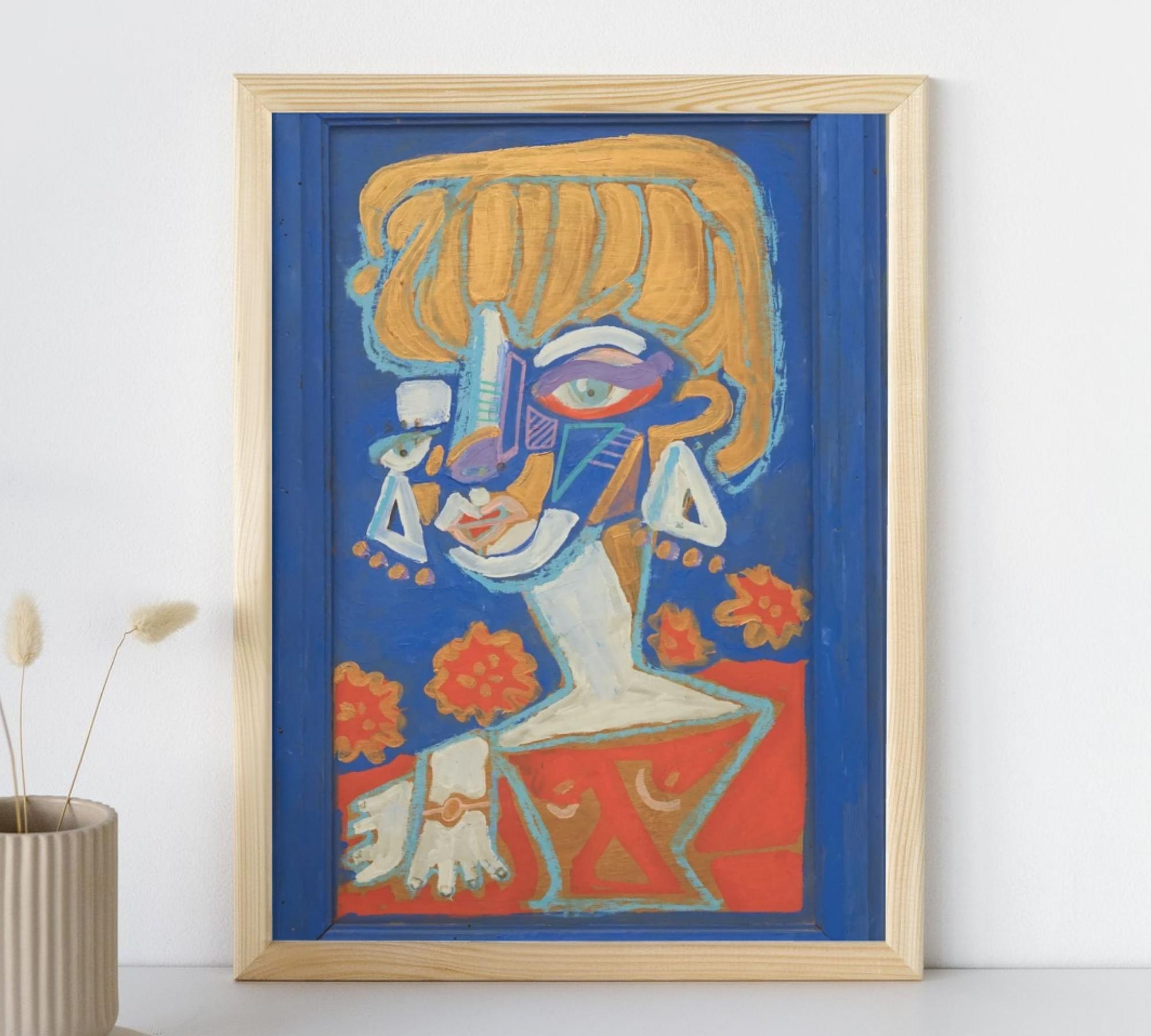 Anna with flowers Kunstdruck Mehrfarbig 0