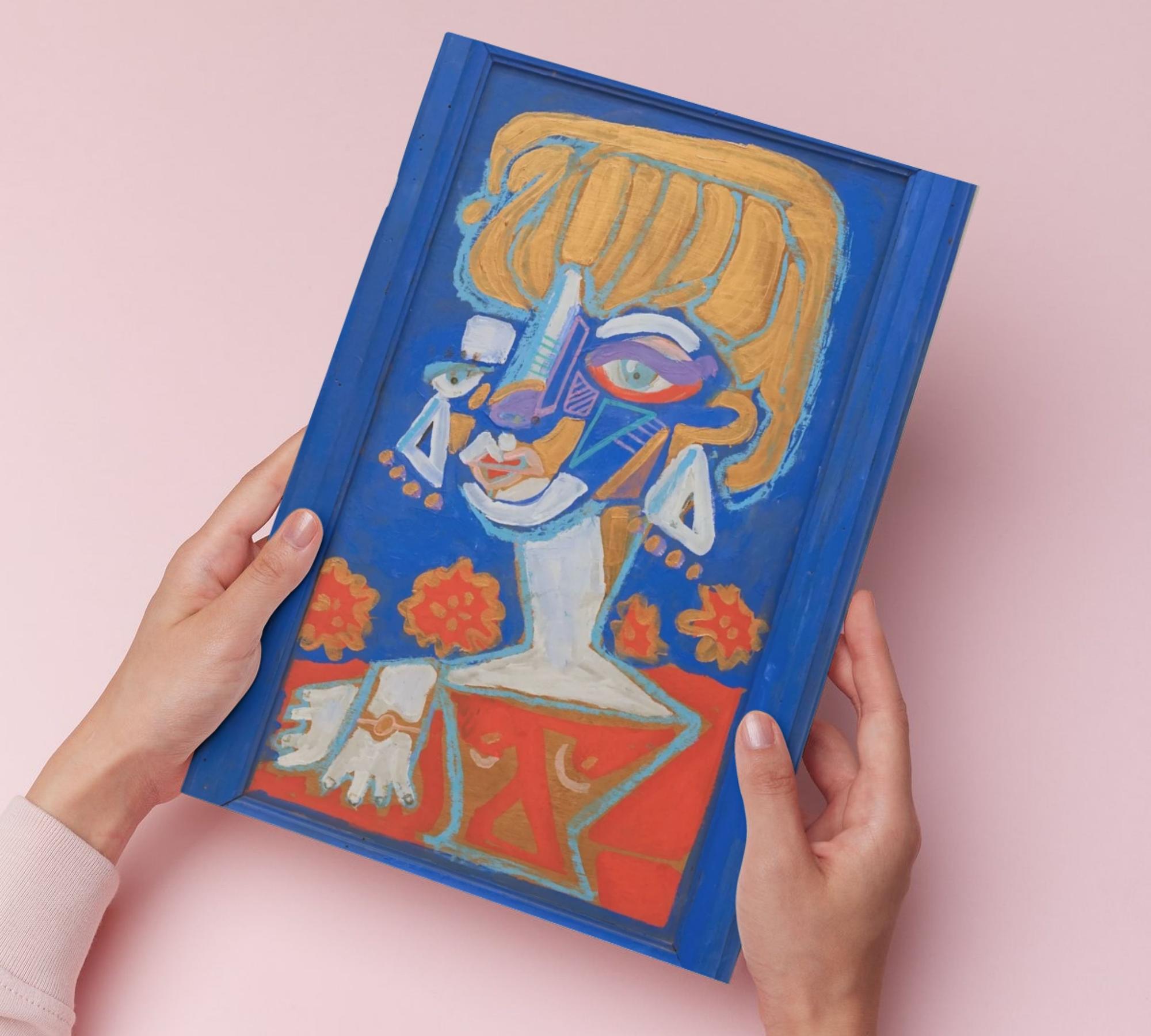 Anna with flowers Art Print Multicolor 1