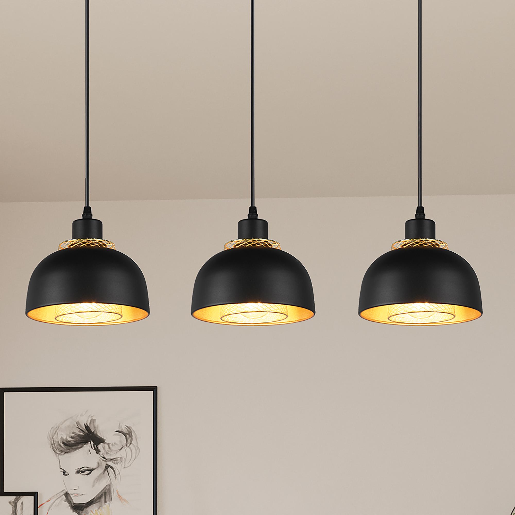3-Burner Punch Pendant Lamp Iron Black 1